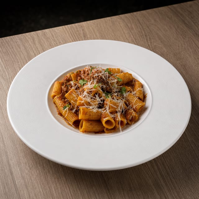 RIGATONI with Meat Ragu.