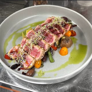 Ahi Tuna with Mediterranean ingredients