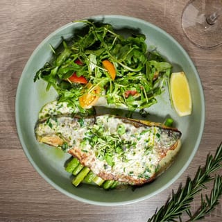 Branzino with Asparagus and Zucchini